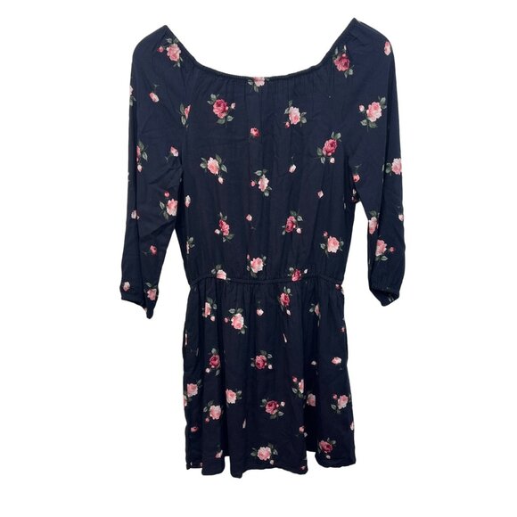 Abercrombie Kids Navy Pink Floral Boho Dress 13/14 3/4 Sleeve Fall Casual - Picture 8 of 14